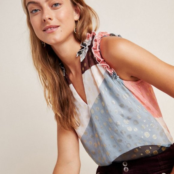 Maeve Fantasia Metallic Clip Dot Blouse - Picture 4 of 8